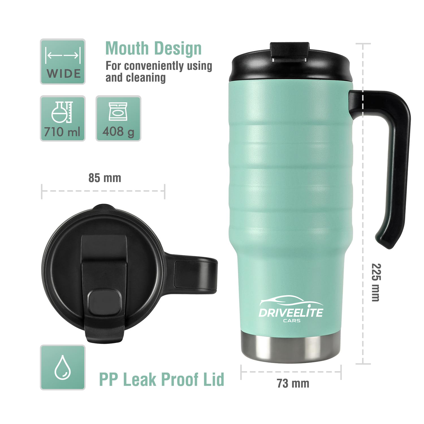 Driveelitecars 24 oz Insulated Mug with Flip Lid